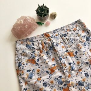 Floral Gap Denim Mini Skirt